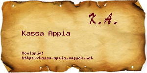 Kassa Appia névjegykártya